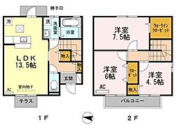 JR山陽本線 東福山駅 徒歩34分の賃貸テラスハウス 2階3LDKの間取り