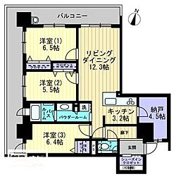 JR山陽本線 福山駅 徒歩1分の賃貸マンション 20階3SLDKの間取り