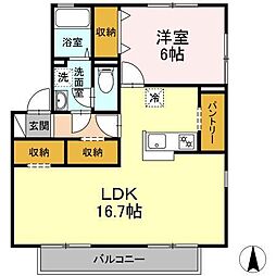 JR山陽本線 東福山駅 徒歩36分の賃貸アパート 1階1LDKの間取り