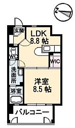 JR山陽本線 福山駅 徒歩10分の賃貸マンション 7階1LDKの間取り