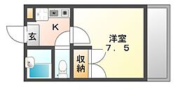 JR山陽本線 東福山駅 5.1kmの賃貸アパート 1階1Kの間取り