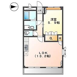 サン・ヴィラージュ 2階1LDKの間取り