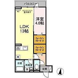 JR山陽本線 福山駅 徒歩10分の賃貸アパート 3階1LDKの間取り