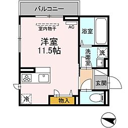 JR山陽本線 福山駅 徒歩21分の賃貸アパート 1階ワンルームの間取り