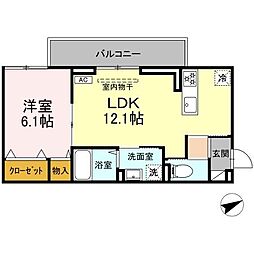 JR福塩線 備後本庄駅 徒歩8分の賃貸アパート 3階1LDKの間取り