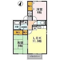 JR山陽本線 松永駅 徒歩26分の賃貸アパート 2階2LDKの間取り