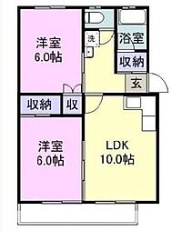 JR山陽本線 福山駅 5.2kmの賃貸マンション 4階2LDKの間取り
