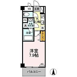 JR山陽本線 福山駅 徒歩9分の賃貸マンション 5階1Kの間取り