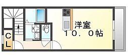 JR福塩線 万能倉駅 徒歩10分の賃貸アパート 2階1Kの間取り