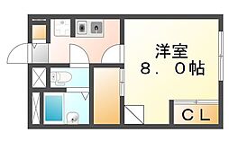 JR山陽本線 東福山駅 徒歩10分の賃貸アパート 1階1Kの間取り