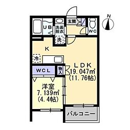 JR山陽本線 福山駅 徒歩15分の賃貸アパート 3階1LDKの間取り