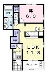 JR福塩線 備後本庄駅 徒歩23分の賃貸アパート 1階1LDKの間取り