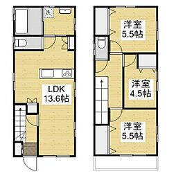 JR山陽本線 東福山駅 4kmの賃貸一戸建て 2階3LDKの間取り