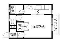 JR福塩線 横尾駅 徒歩28分の賃貸アパート 1階1Kの間取り