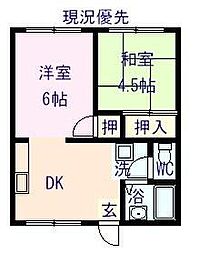 JR山陽新幹線 新尾道駅 徒歩10分の賃貸アパート 2階2Kの間取り