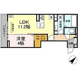JR山陽本線 福山駅 3.6kmの賃貸アパート 3階1LDKの間取り