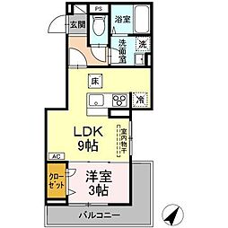 JR山陽本線 福山駅 4.2kmの賃貸アパート 1階1LDKの間取り