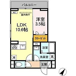 JR山陽本線 福山駅 4.2kmの賃貸アパート 2階1LDKの間取り