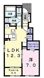 井原鉄道 井原駅 徒歩15分の賃貸アパート 1階1SLDKの間取り