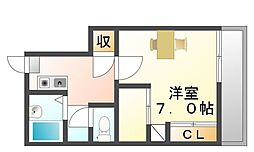 JR福塩線 備後本庄駅 徒歩20分の賃貸アパート 1階1Kの間取り