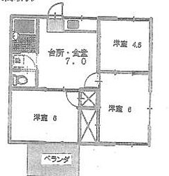 JR山陽本線 大門駅 3.6kmの賃貸アパート 2階3DKの間取り