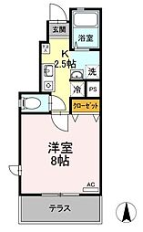 JR山陽本線 東福山駅 徒歩10分の賃貸アパート 1階1Kの間取り