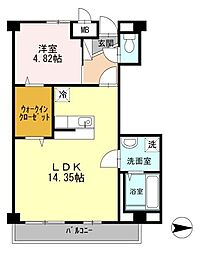 JR福塩線 備後本庄駅 徒歩10分の賃貸マンション 2階1LDKの間取り