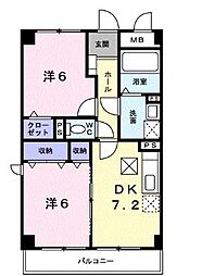 JR山陽本線 東尾道駅 徒歩33分の賃貸アパート 4階2DKの間取り