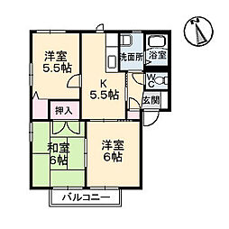 JR山陽本線 東福山駅 徒歩18分の賃貸アパート 2階3Kの間取り