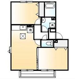 JR福塩線 備後本庄駅 徒歩27分の賃貸アパート 1階2LDKの間取り