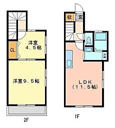 JR福塩線 横尾駅 徒歩25分の賃貸アパート 2階2LDKの間取り