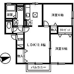 JR山陽本線 松永駅 徒歩10分の賃貸アパート 2階2LDKの間取り