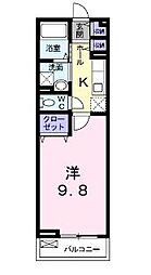 JR山陽本線 東福山駅 徒歩37分の賃貸アパート 2階1Kの間取り