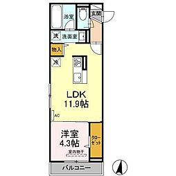 JR山陽本線 福山駅 徒歩10分の賃貸アパート 3階1LDKの間取り