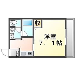 JR山陽本線 福山駅 徒歩10分の賃貸マンション 2階1Kの間取り