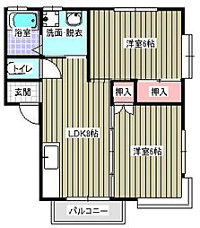 JR山陽本線 大門駅 3.3kmの賃貸アパート 1階2DKの間取り