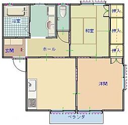 JR福塩線 備後本庄駅 徒歩5分の賃貸アパート 2階2DKの間取り
