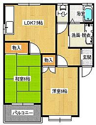 JR山陽本線 福山駅 徒歩10分の賃貸アパート 1階2DKの間取り