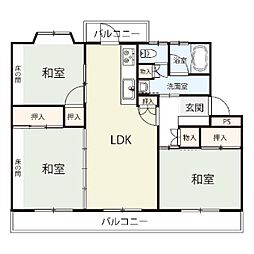 JR福塩線 備後本庄駅 徒歩26分の賃貸アパート 1階3LDKの間取り