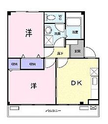 JR山陽本線 福山駅 徒歩27分の賃貸アパート 3階2DKの間取り