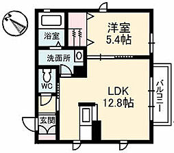 JR山陽本線 福山駅 徒歩37分の賃貸アパート 2階1LDKの間取り