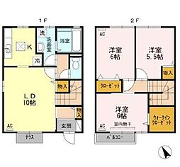 JR山陽本線 福山駅 6.7kmの賃貸テラスハウス 1階3LDKの間取り