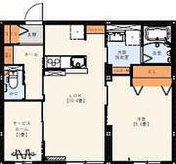 JR山陽本線 福山駅 徒歩35分の賃貸アパート 1階1SLDKの間取り