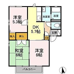 JR山陽本線 東福山駅 徒歩10分の賃貸アパート 2階3DKの間取り