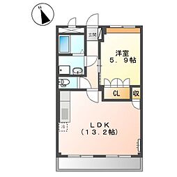 ル・ボヌール 1LDKの間取図画像