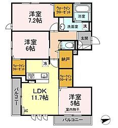 JR山陽本線 東福山駅 5kmの賃貸アパート 3階3LDKの間取り