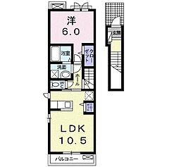 JR山陽本線 福山駅 4kmの賃貸アパート 2階1LDKの間取り