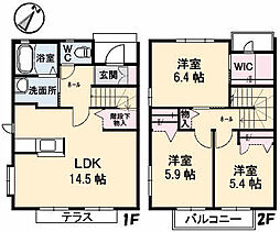 JR山陽本線 福山駅 3.2kmの賃貸アパート 2階3LDKの間取り