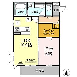 JR福塩線 近田駅 徒歩5分の賃貸アパート 1階1LDKの間取り