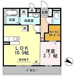 JR山陽本線 東福山駅 徒歩4分の賃貸アパート 1階1LDKの間取り